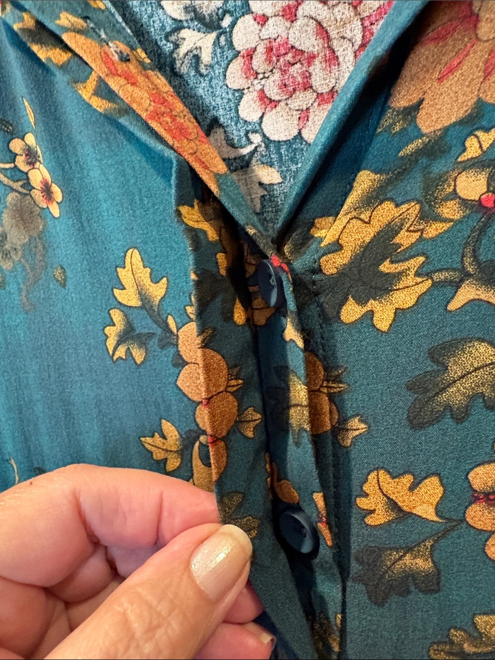 NATURAL LIFE Teal Floral Collared Tiered Maxi Dress Size M - Picture 4 of 10